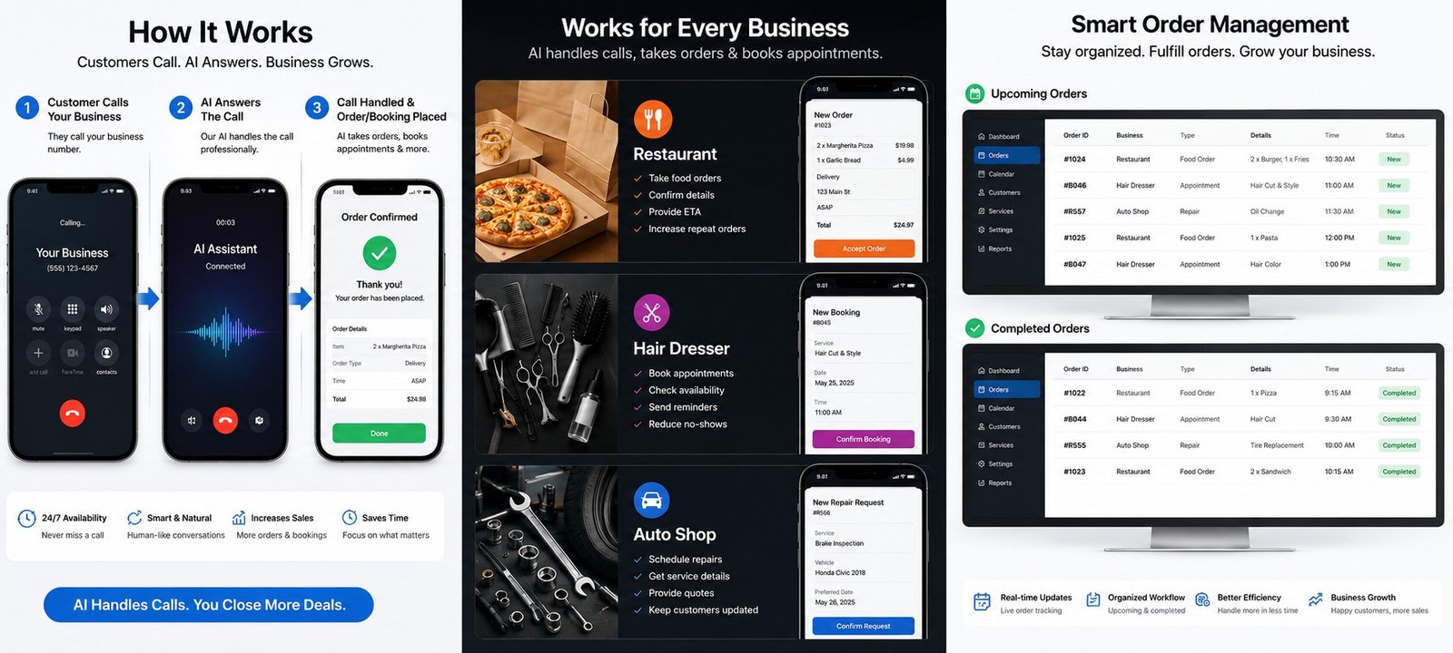 Business owner reviewing an AI business calls dashboard